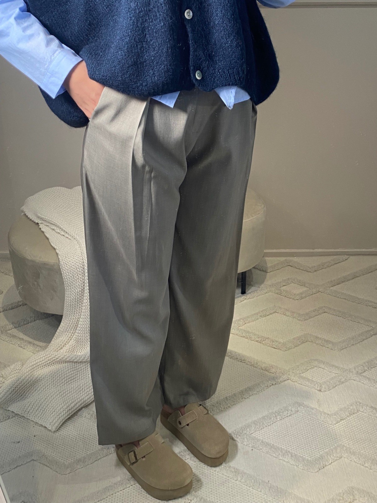 PANTALON À PINCE VIEUX TAUPE