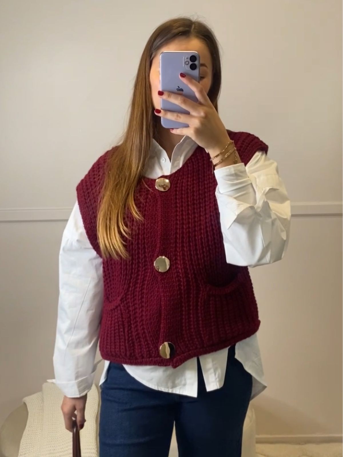 GILET MAILLE BORDEAUX